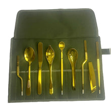 Cargar imagen en el visor de la galería, Kit 9 Utensilios De Emplatado Montaje Para Chef Más Estuche Color Dorado
