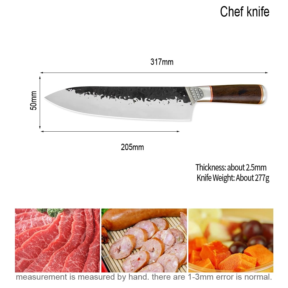 Cuchillo Chef Profesional Acero Martillado – KnivesMX