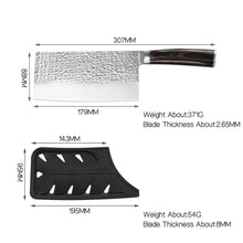 Cargar imagen en el visor de la galería, Cuchillo Serbio Martillado Profesional, Nakiri Filete Ancho
